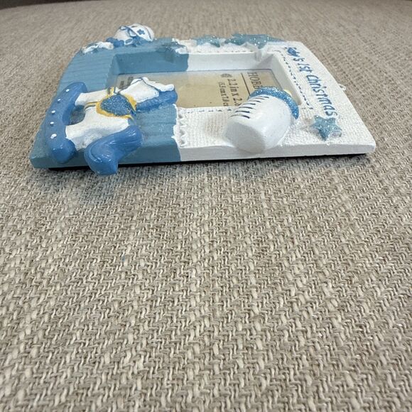 Baby Boys 1St Christmas Photo Ornament 3 3/4" L x 3 1/4 W Blue & White New - Picture 6 of 8